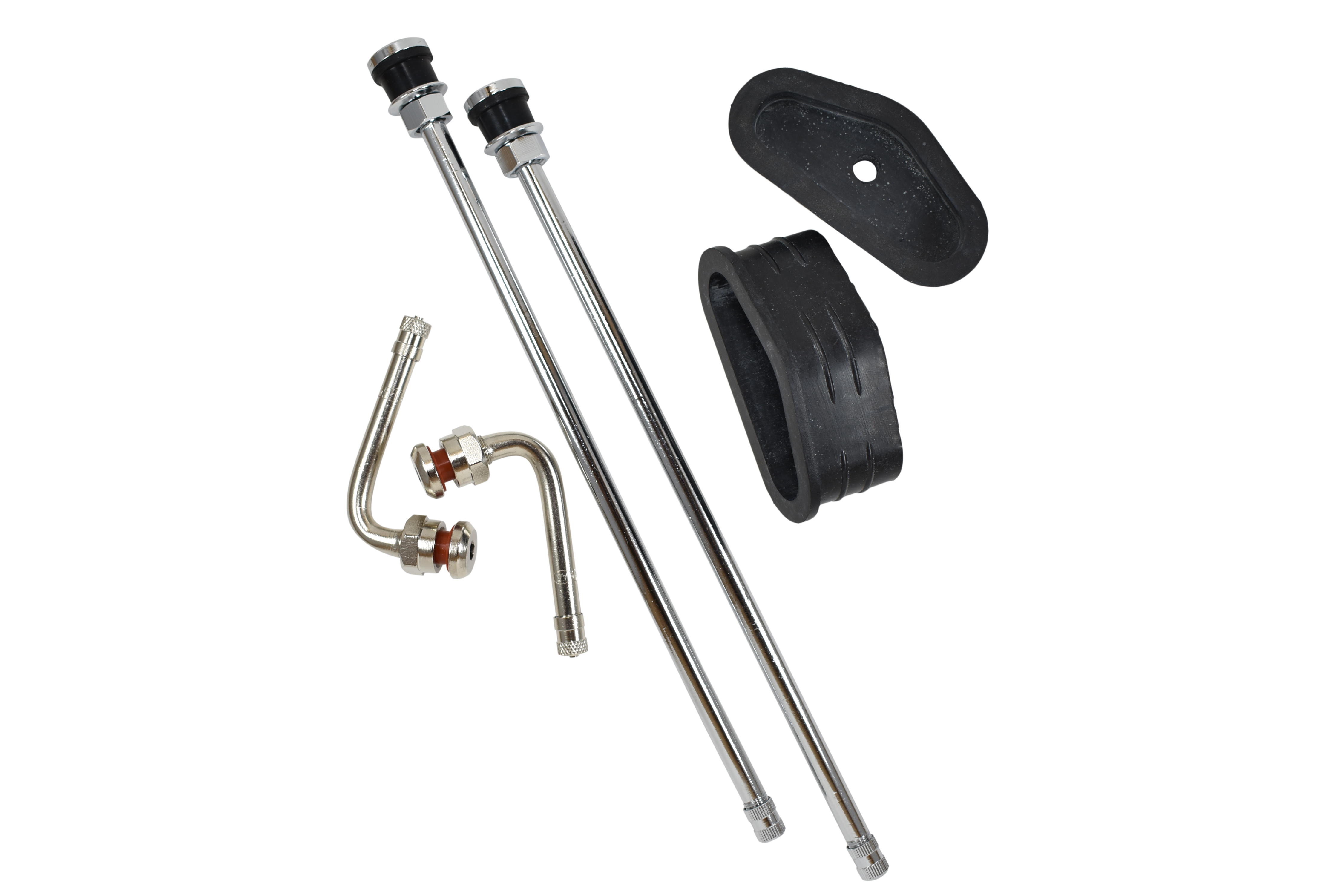 4-Piece Dually Valve Stem Extension Kit - 180° Elbows & Straight Heads For Trucks & RVs